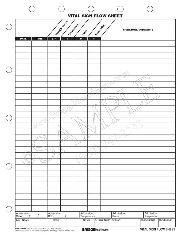 Vital Sign Flow Sheet Form (Month)